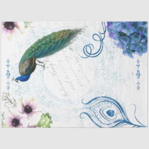 Seda Papel de tapón de pavo real floral