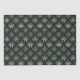 Seda Papel de té Art Deco de la Marina y el Oro Palm-Pe