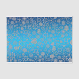 Seda Papel de té con copos de nieve para Navidades azul