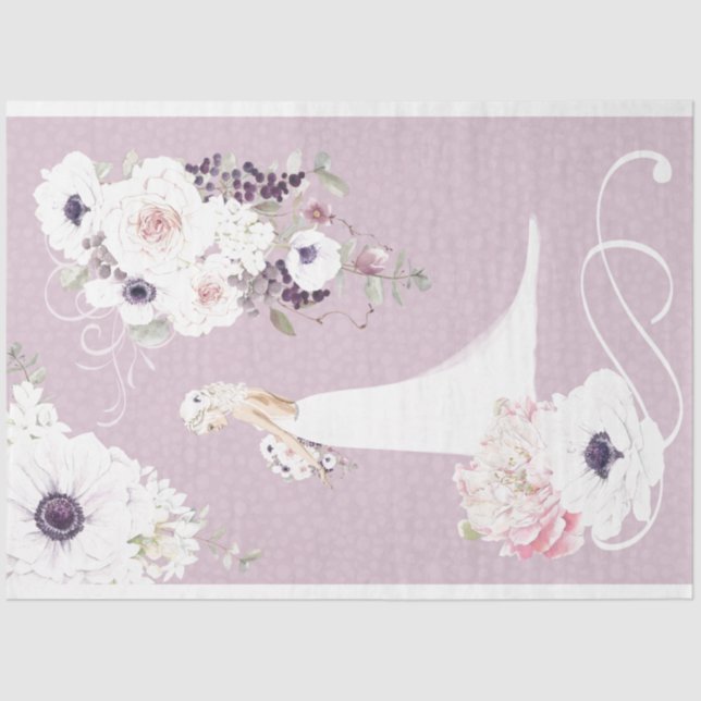 Seda Papel de té de Boda de novia floral (Anverso)