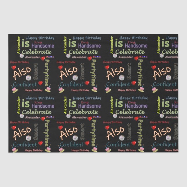 Seda Papel de té de cumpleaños feliz Alexander (Anverso)