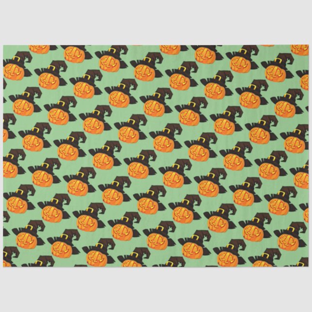 Seda Papel de té de la Bruja de calabaza Halloween (Anverso)