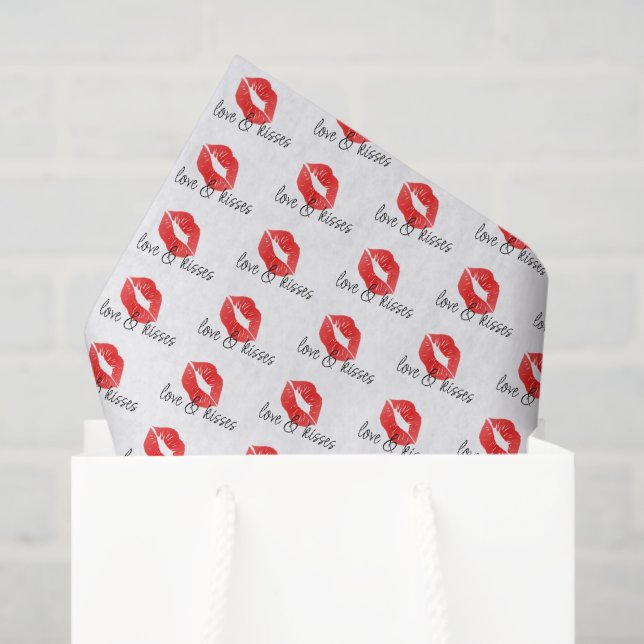 Seda Papel de té de Love & Kisses Red LIps (Bolsa de regalo)