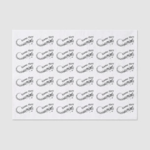 Seda Papel de té de nota musical personalizada en blanc