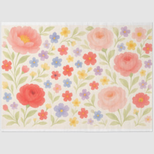 Seda Papel de té de regalo floral - Estilo acuarela