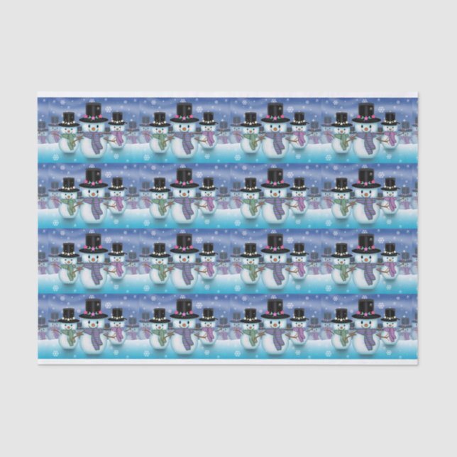 Seda Papel de té de vacaciones de Snowmen (Anverso)