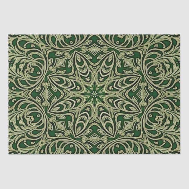 Seda Papel de té decorativo de oro verde (Anverso)