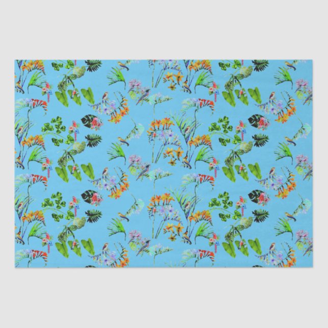 Seda Papel de té del paraíso tropical azul (Anverso)