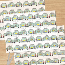 Seda Papel de té del patrón de coches de fibra verde