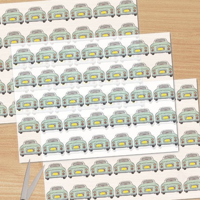 Seda Papel de té del patrón de coches de fibra verde (Emerald Green Figaro Car Tissue Paper just for you)