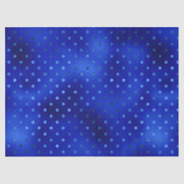 Seda Papel de té del Relieve metalizado azul real Polka (Anverso)