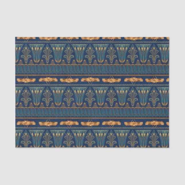 Seda Papel de té egipcio con escarabajos verdes y dorad (Anverso)