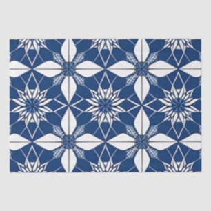 Seda Papel de té floral azul de arte de IA