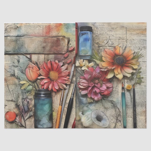 Seda Papel de té floral inspirado en artes y artesanías (Anverso)