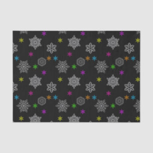 Seda Papel de té negro y brillante con copo de nieve