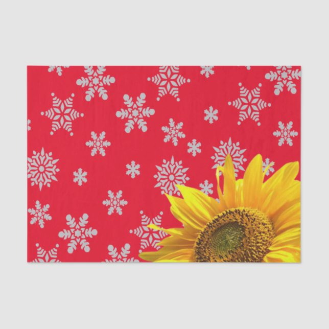 Seda Papel de té rojo con copo de nieve de girasol (Anverso)