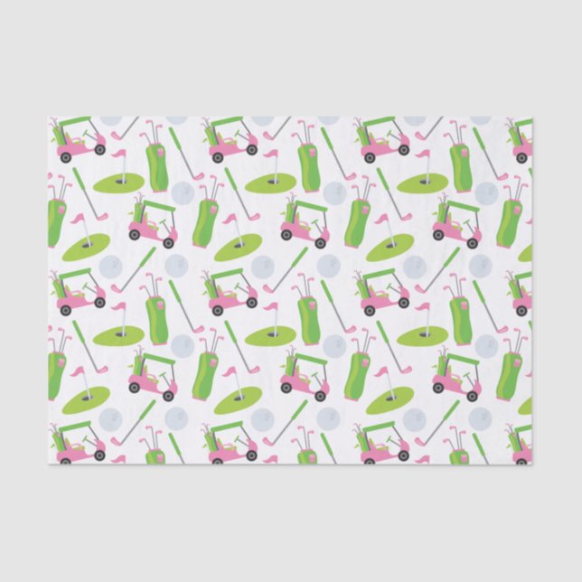 Seda Papel de té rosado y verde para el golf (Anverso)