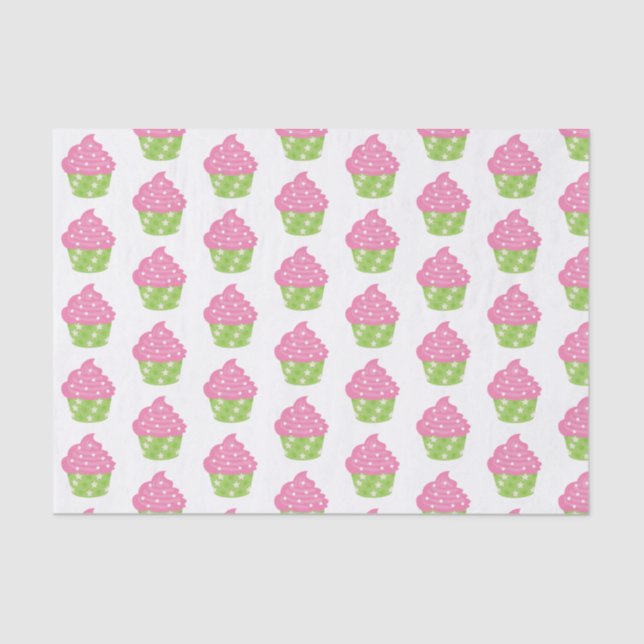 Seda Papel de té rosado y verde para pasteles (Anverso)
