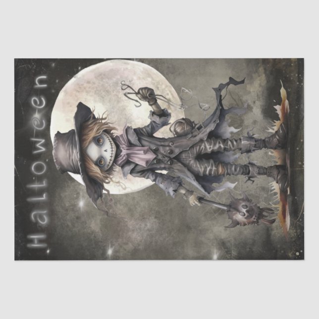 Seda Papel de té Scarecrow Moon Deed Halloween (Anverso)