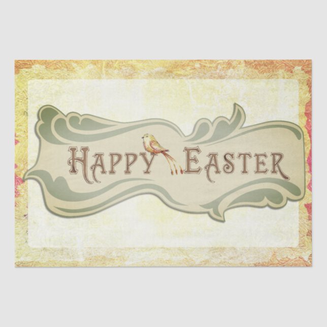 Seda Papel de té vintage de Pascua feliz (Anverso)