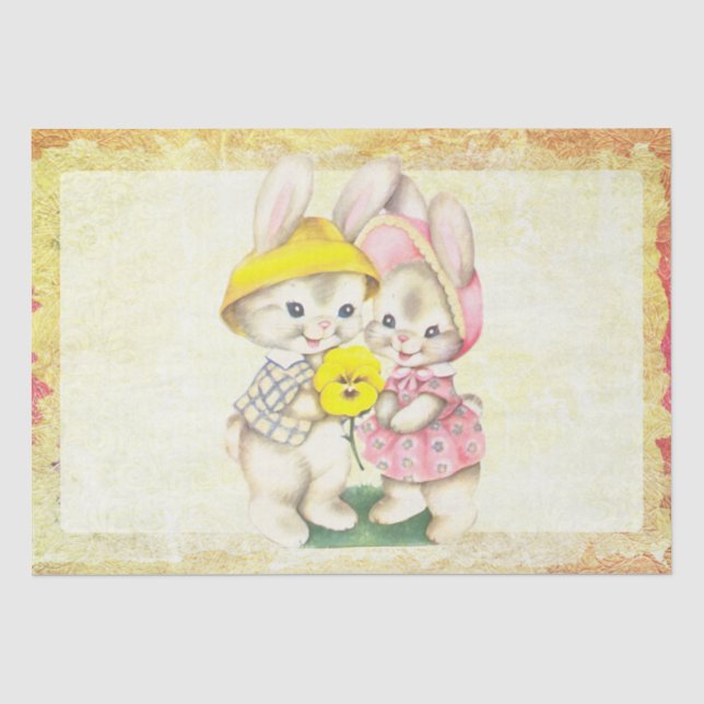 Seda Papel de té vintage de Pascua feliz (Anverso)