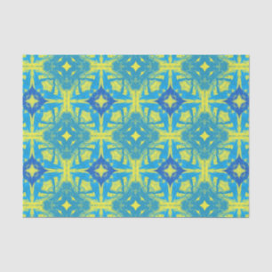 Seda Papel de tejido abstracto azul y amarillo