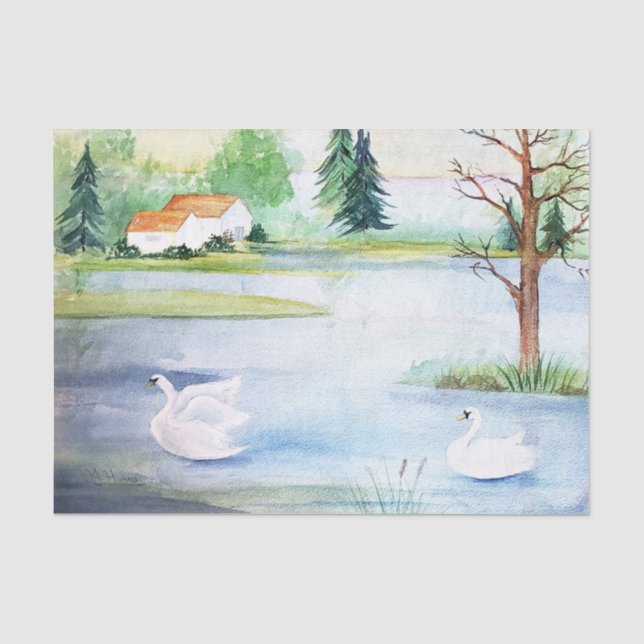 Seda Papel de tejido acuático del lago Swan (Anverso)