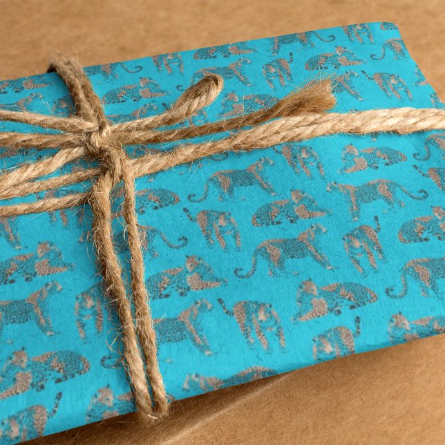 Seda Papel de tejido azul con estampado de leopardo sal (Subido por el creador)