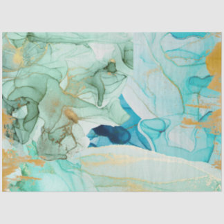 Seda Papel de tejido azul, verde y dorado