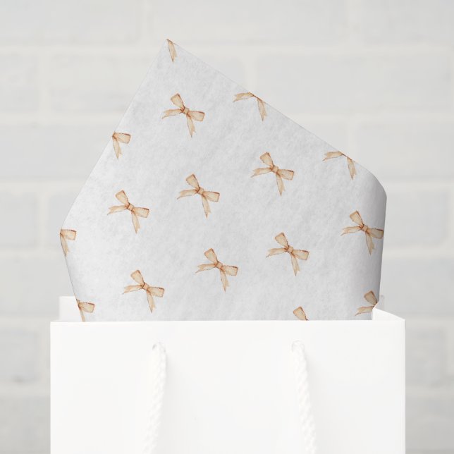 Seda Papel de tejido blanco con diseño de arco de oro (Bolsa de regalo)