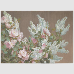 Seda Papel de tejido blanco y rosa floral