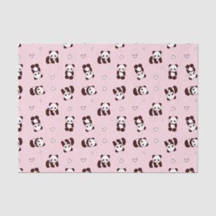 Seda Papel de tejido cardíaco rosado Panda