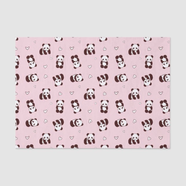 Seda Papel de tejido cardíaco rosado Panda (Anverso)
