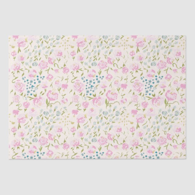 Seda Papel de tejido celeste floral (Anverso)
