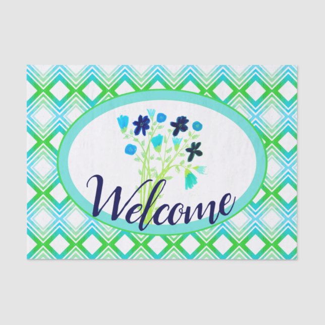 Seda Papel De Tejido Con Flores De La Marina De bonito  (Anverso)