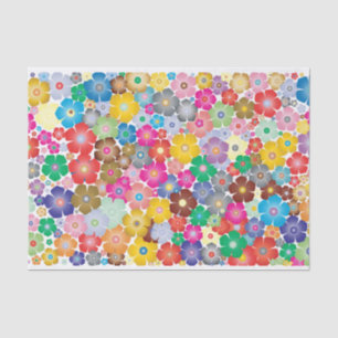 Seda Papel de tejido con flores del arcoiris