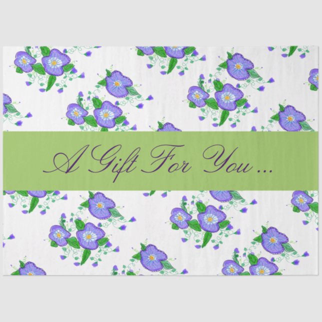 Seda Papel de tejido con flores moradas (Anverso)