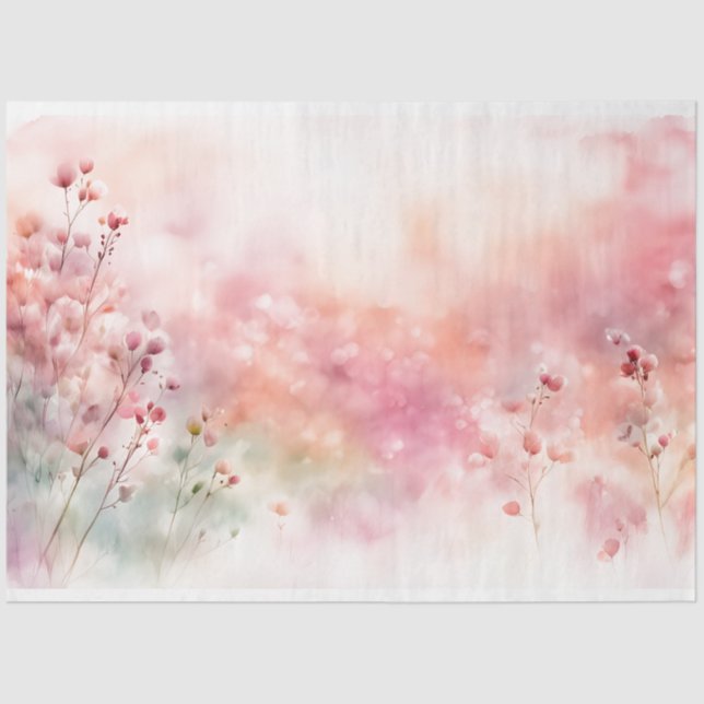 Seda Papel de tejido con flores silvestres rosadas (Anverso)