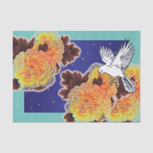 SEDA PAPEL DE TEJIDO DE AVES Y FLORES