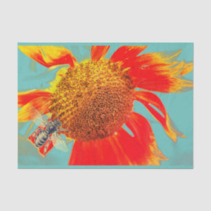 SEDA PAPEL DE TEJIDO DE BEE Y SUNFLOWLOWER