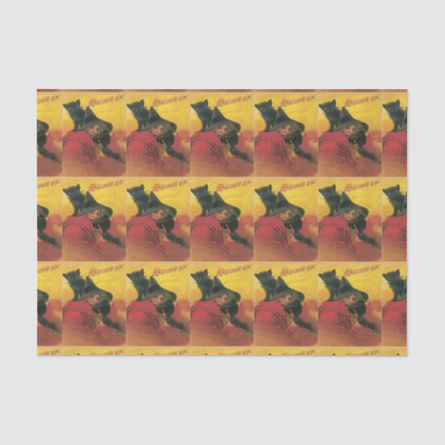 Seda Papel De Tejido De Brujas Y Gatos Negros (Anverso)