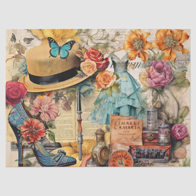 Seda Papel de Tejido de Collage de Sueños Femeninos (Anverso)