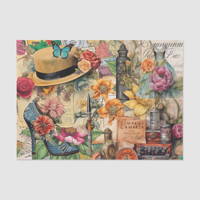 Seda Papel de Tejido de Collage de Sueños Femeninos (Anverso)