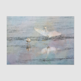 Seda Papel De Tejido De Color De Agua De Nieve Egret