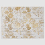 Seda Papel de Tejido de color dorado vintage francés<br><div class="desc">El bello diseño de época francés tiene un fondo de escritura cursiva con elegantes flores y tallos dorados. Perfecto para proyectos de desconexión,  artesanía de papel o envoltura de regalo. ¡Asegúrate de comprobar la bolsa de regalo correspondiente!</div>