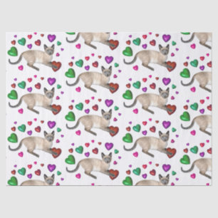 Seda Papel de tejido de corazones gatitos