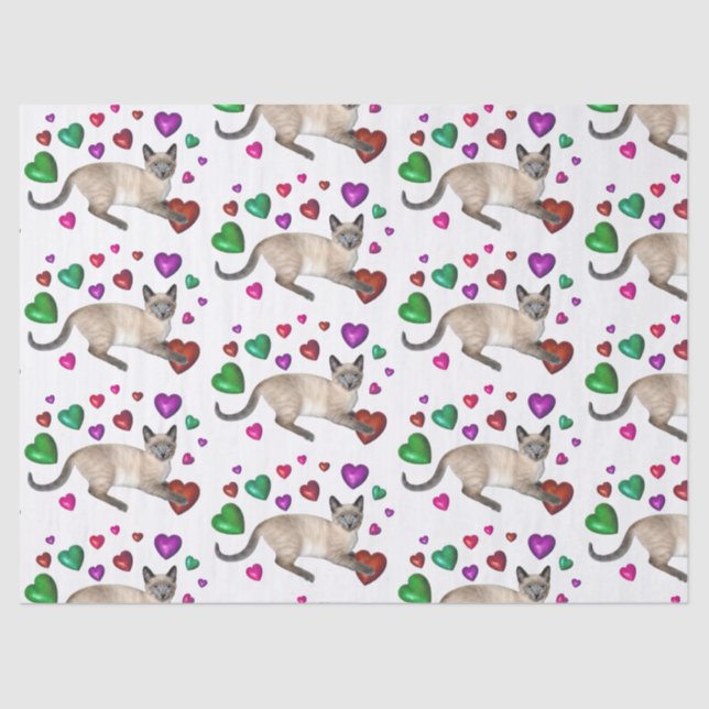 Seda Papel de tejido de corazones gatitos (Anverso)