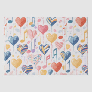 Seda Papel de tejido de corazones musicales