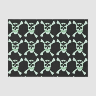 Seda Papel De Tejido De Cráneo Verde Y Crossbone