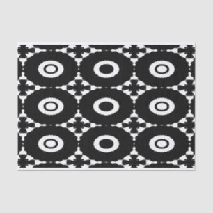 Seda Papel de tejido de cruces y círculos negros y blan